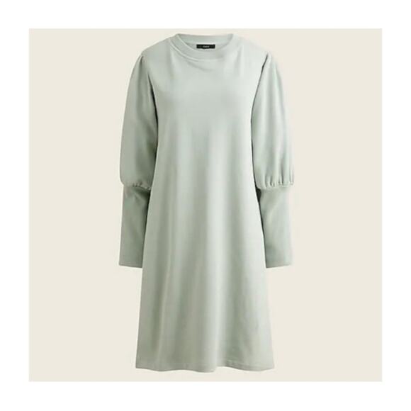 J. Crew Original Cotton Terry Puff-Sleeve Sweatshirt Dress - Picture 1 of 12